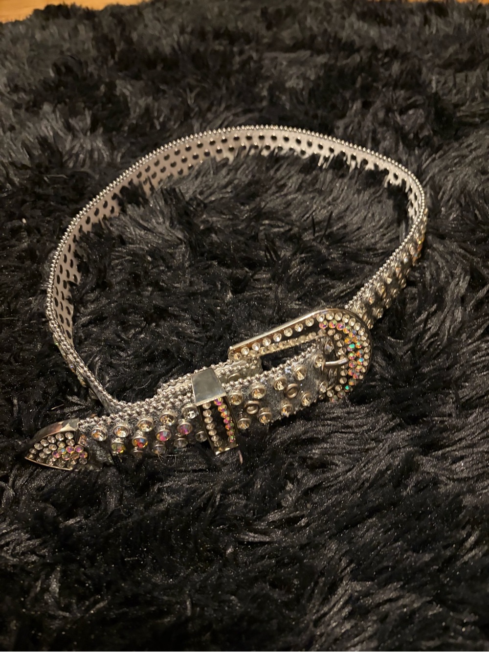 Silver Rhinestone Embellished Women's Belt
